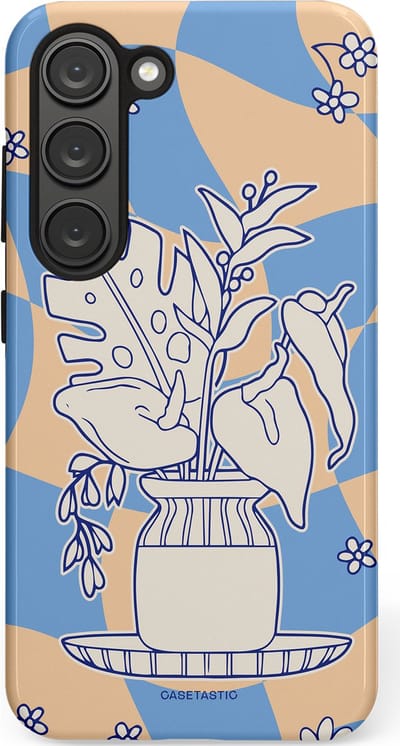 Casetastic Hoesje Geschikt voor Samsung S23 - Stijlvolle Beschermende Duo-layer Case - Bosje vol blauw