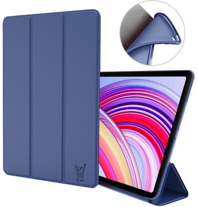 Hoes geschikt voor Xiaomi Redmi Pad Pro 12.1 / Poco Pad 12.1 – Smart Cover met Tri-Fold Stand – Schokbestendig – Auto Wake/Sleep – TPU Backcase – Blauw