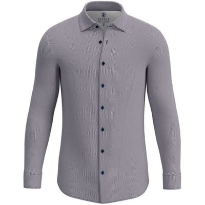 Desoto Overhemd Allover Mini 3D Cubes Pattern Denim-Bruin / male
