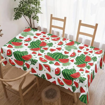 Couronne de fleurs du Jour de l'Indépendance Nappe rectangulaire imperméable Fleur étoile rouge bleue Drapeau USA Housse de table pour dîner cuisine 90x140cm