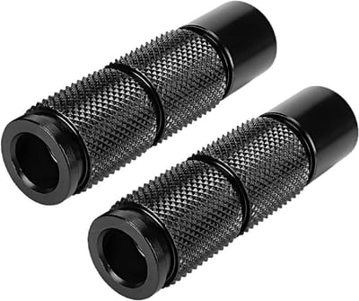 SnelShoppen - 2 Stuks Aluminium Legering Motorfiets Pedalen Rond Accessoires - Zwart - Duurzaam, Lichtgewicht, Corrosiebestendig, Hoogwaardige CNC Afw
