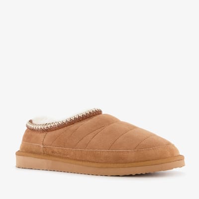 Hush Puppies leren heren pantoffels gevoerd cognac - Maat 40 - Sloffen - Echt leer