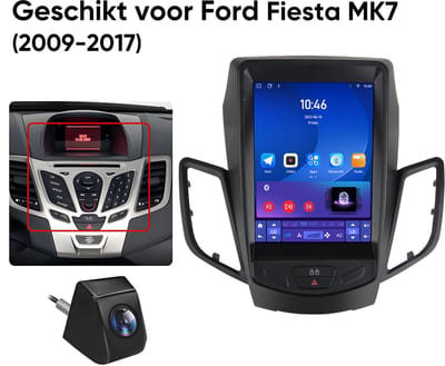 Cestovet Autoradio met Carplay -Geschikt Voor Ford Fiesta (2009-2016) - Carplay Androidauto - Stereo - Navigatie - Navigatiesysteem auto - 4GB 64GB 8-coreBluetooth & USB - Achteruitrijcamera