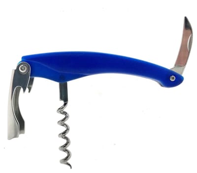 Benson Multifunctioneel kelnersmes - kurkentrekker en flessenopener - blauw - ergonomische grip
