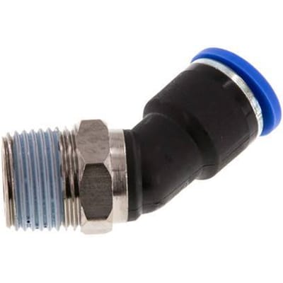 10mm x R3/8'' 45 graden L-verbinding Messing/PA 66 Insteekfitting Buitendraad NBR [2 Stuks]