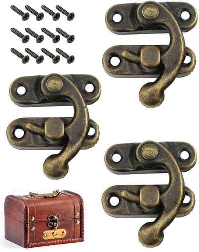 Dailygoods- Hangslot Antiek - 3 Sets Bronzen Haken - Spansluiting - Snelsluiting - Sluiting voor Meubels - Hoogwaardige Legering