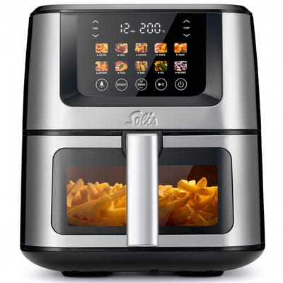 Solis Airfryer Air Fry & Dry XL - Multifunctionele Heteluchtfriteuse - 40 tot 230 Graden - 7.5L - 10 Verschillende Programma's - RVS