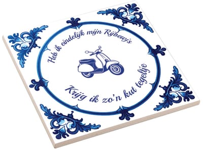Spreuktegel - Rijbewijs Geslaagd Moto - Rijbewijs Cadeau - Geslaagd - Spreuktegel - Kut Tegeltje