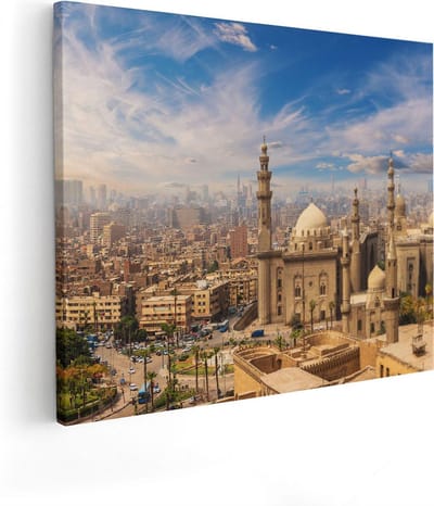 Artaza Canvas Schilderij Skyline Caïro - 50x40 cm - Wanddecoratie Moskee - Muurdecoratie Islamitisch - Kamer Accessoires
