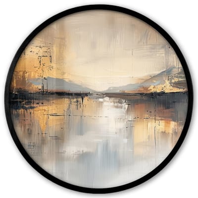 Poster in lijst Rond - Fotolijst 40x40 cm - Posters - Abstract - Modern - Beige - Aesthetic - Goud - Ronde posterlijst zwart - Decoratie - Wanddecoratie woonkamer - Muurdecoratie slaapkamer