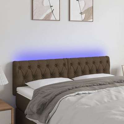 vidaXL - Hoofdbord - LED - 160x7x78/88 - cm - stof - donkerbruin