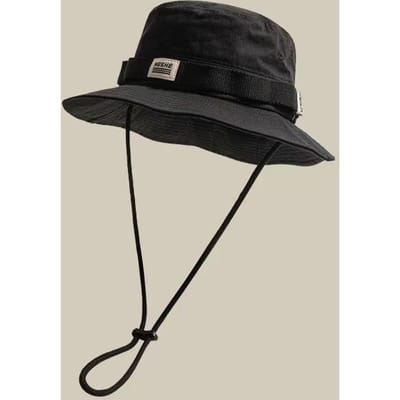 Chapeaux de Soleil d'Été Unisexe Protection UV Extérieur Visière Réglable Chapeau Bob pour Hommes Femmes Randonnée Camping Chapeaux de Pêcheur Casquettes (Black,One Size) noir