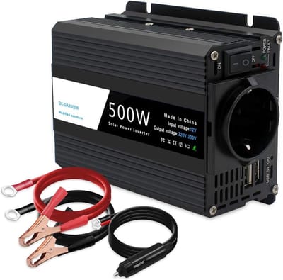 DailySuppliess® Omvormer 12v 230v Zuivere Sinus - Spanningsomvormer - 500W - Zwart