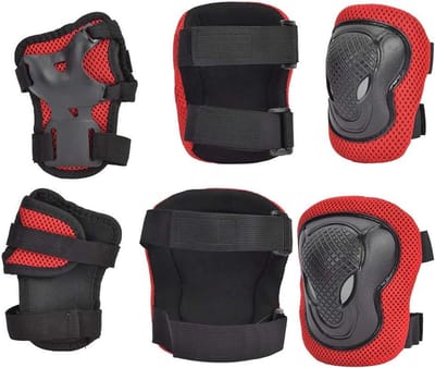 Beschermingsset Rolschaatsen - Valbescherming Set - Veilig Sporten - Dikke Spons Binnenkussen - Volwassen Maat - Rood Blauw Zwart