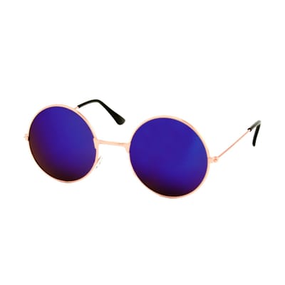 Loud and Clear® - Zonnebril - Ronde Zonnebril - Ronde Bril - Heren - Dames - Goud - Blauw - Paars - Spiegel - Hippie