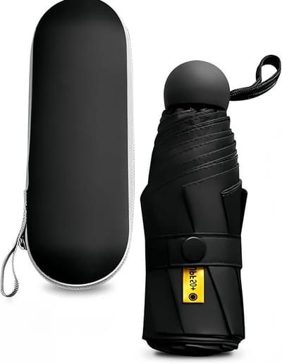 Vouwbare Reisparaplu, Compacte Stormbestendige Paraplu, Lichtgewicht en Draagbare Paraplu met Capsulehoes, Ideaal voor Mannen, Vrouwen en Kinderen, Zwart, Perfect voor Onvoorspelbaar Weer en Vakanties