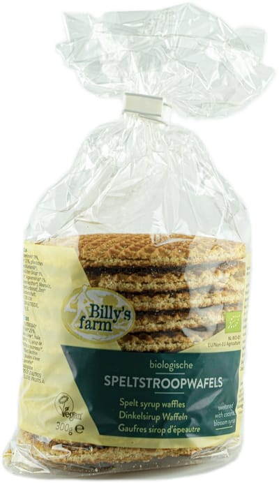 Billy's Farm Biologische Speltstroopwafels (DOOS 12x300 gram grootverpakking) NL-BIO-01