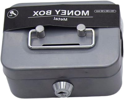 Kleine geldkluis,Sleutelslot Beveiligingsbox Mini Safe Lock Box Metalen - Metalen muntbankbeveiligingsdoos Stevige geldkist Draagbaar voor kinderen Volwassenen Muntenverzameling