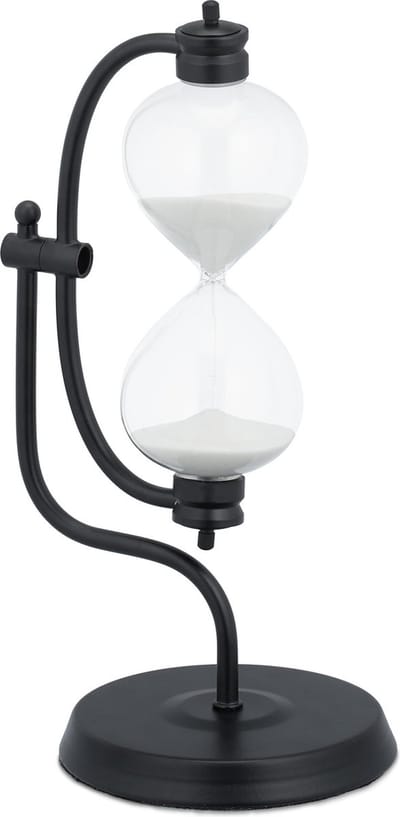 zandloper zwart - woonaccessoires - timer - hourglass - decoratie kantoor - 15 min
