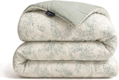 HappyBed Dekbed zonder overtrek 160x220 - Wasbaar Dekbed - Bedrukt dekbed zonder hoes - Hoesloos Dekbed - Twijfelaar dekbed - Leaves