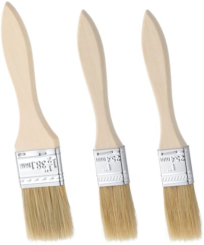 Dailygoods- Bakkwastenset 3-delig - Houten Greep - Natuurlijke Wildzwijnharen - Hittebestendig - Voor Olie/Sauzen - Lichtgewicht 65,3 gram - Bakkwast