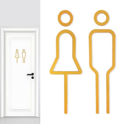 Gouden WC Bord - Toiletschild - Duidelijke Markering - Zelfklevend Acryl - 18 x 5.7 cm - Goud