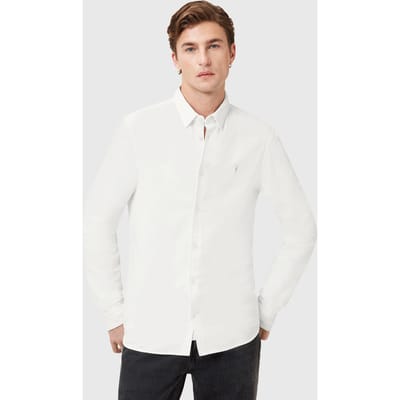 AllSaints Lovell Ls Shirt White Maat: S | Casual Overhemden Outlet | Heren | Wit