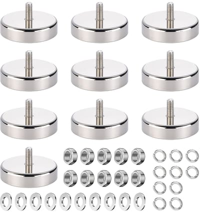 Magneten Ø 25 mm met M5 schroefdraad, ronde neodymium magneten met schroefdraad, magneet extra sterk 20 kg hechtkracht, magneetsystemen voor schroeven, oogje of haken