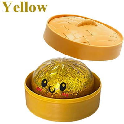 Simulatie Dumpling Knijpspeeltjes Squishy Kleurrijk Glitter Anti Stress Stressverlichtend Speelgoed geel