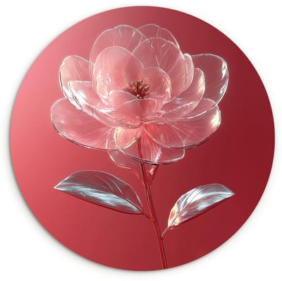 WallCircle® Wandcirkel 120x120 cm - Muurcirkel Sierlijk - Bloem - Roze - Glazen - Muurdecoratie woonkamer - Wanddecoratie slaapkamer - Kamer decoratie accessoires - Ronde schilderijen XXL