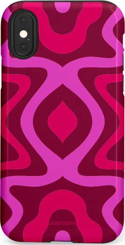 Casetastic Hoesje Geschikt voor Apple iPhone X/Xs - Stijlvolle Beschermende Duo-layer Case - Retro golf