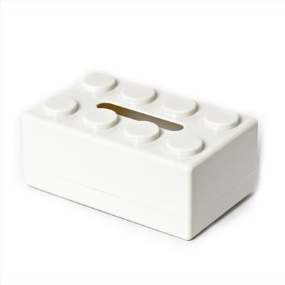 Bouwstenen Tissuebox Creatieve Ponsvrije Wandgemonteerde Tissuebox Veer Papierhanddoekhouder Badkamer Waterdichte Tissuebox wit