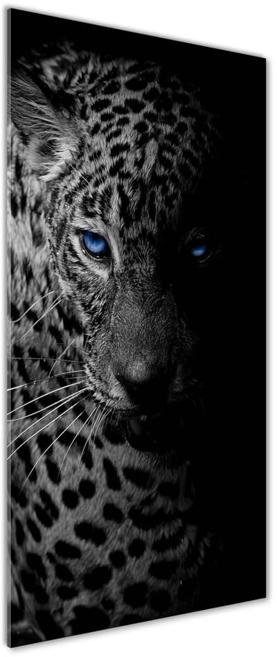 Tulup Glasschilderij - Glas Schilderij Luipaard - 50 cm x 125 cm - Schwarz Foto In Glas - Foto Op Glas - Klassieke Glasafbeeldingen - Glas Foto - Glasdecoratie voor de Hal