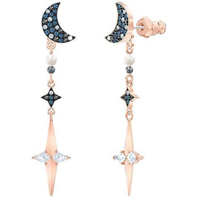 Swarovski Symbolica Ster Maan Kristallen Oorbellen Dames oorbellen Blauw 5489533 Box+Shopping Bag,5489533 Blue Earring Post Style white
