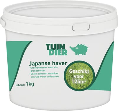 Japanse haver | TUIN-DIER® | Groenbemester | Geschikt voor moestuin | 3 jaar kiemkracht door handige bewaaremmer | 1 kilogram | 1.000 gram |