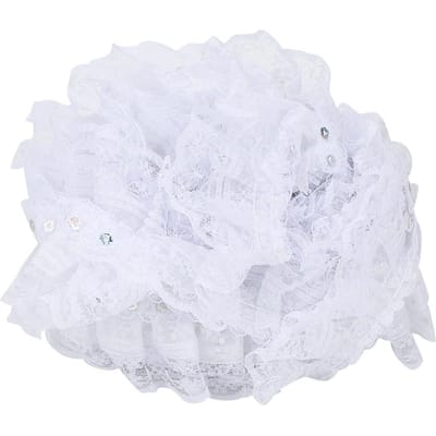 5 Yards Meerkleurige 45mm Bedrukte Stippen Geplooide Rand Net Kant Lint Naaien Pailletten Geborduurd Doe-het-zelf Ambacht White wit