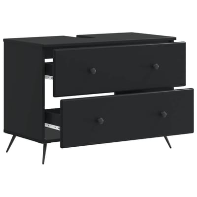 vidaXL - Wastafel - kabinet - voor - de - badkamer - BREDA - Zwart - 82 - x - 41 - x - 59 - cm