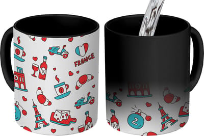 Magische Mok - Foto op Warmte Mokken - Koffiemok - Patroon - Frankrijk - Vlag - Magic Mok - Beker - 350 ML - Theemok