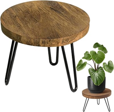 Famanu – Houten plantenstandaard, bloemenkruk met hoge belasting, 25 cm diameter voor verschillende potmaten, geschikt voor binnen en buiten decoratie