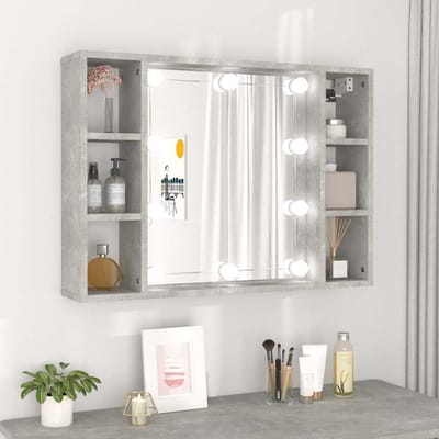 vidaXL - Spiegelkast - met - LED-verlichting - 76x15x55 - cm - betongrijs