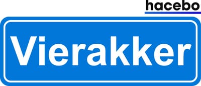 Hacebo - Plaatsnaam Sticker - 29x10 CM - Vierakker sticker - Verkeersborden sticker - grappige cadeaus - Vierakker