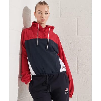 Superdry Overhead Cropped Cagoule Jas Rood,Blauw S Vrouw