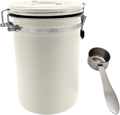 Purepeak Koffie Bewaarblik - Koffieblik - Koffiebus - Voorraadbus Koffie - Creme/Wit - Uienpot - Knoflookpot