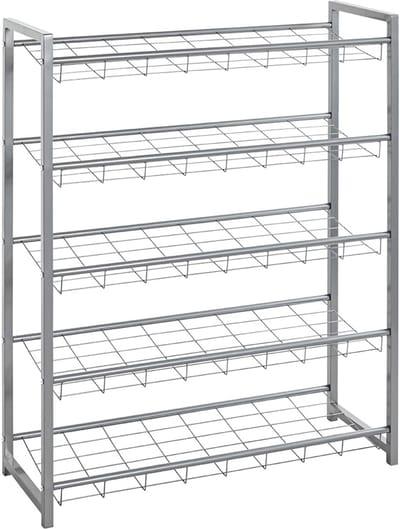 Schoenenrek - Schoenenopberger - Garderobe Organiseren - 5 Planken - 80 cm Breed - Aluminiumkleurig