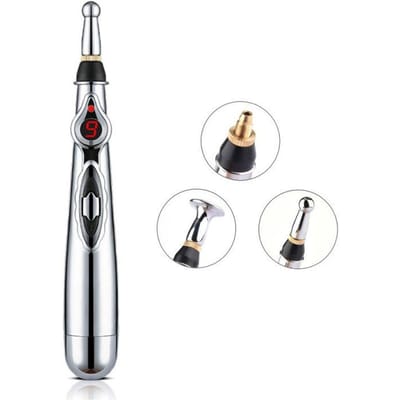 Intelligente micro-elektrische pulsgestuurde elektronische acupunctuurpuntpen met negen snelheden Meridian Energy Pen Verwisselbare massagepen met meerdere koppen Relax bagged