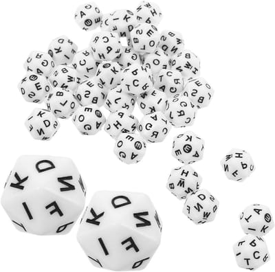 Alfabet Letterdobbelstenen - Spellingsdobbelstenen - Taalspellen Leren - Duurzaam Acryl Materiaal - 40 Stuks - Wit