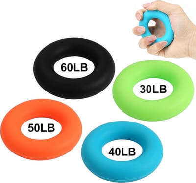 4-gangen greepversterker set – hand-, vinger- en onderarmtraining voor kracht & uithoudingsvermogen – geschikt voor klimmen, boulderen, krachttraining, revalidatie – handtrainer met kunststof ringen