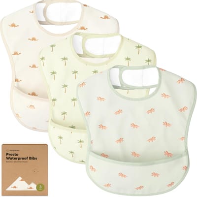 Waterdichte Baby Slabbetjes Set - 3 Stuks - Met Opvangbakje - Lichtgewicht & Wasbaar - Vlekbestendig - Voor Eten & Babyvoeding