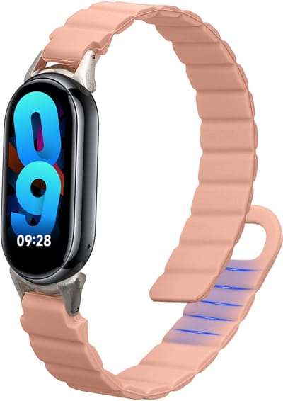 kwmobile sporthorloge band geschikt voor Xiaomi Mi Band 10 / Mi Band 9 / 8 bandje - Smartwatch of activity tracker polsband - Met magneetsluiting - In oudroze