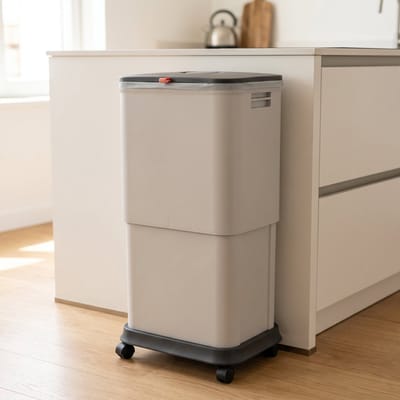 Cheqo® Opvouwbare Afvalbak - Prullenbak met Deksel - Vuilnisbak - Afvalemmer - Afvalbak voor Keuken - Inklapbare Prullenbak - Prullenbak op Wieltjes - Grote Vuilnisbak - Afvalbak met Wieltjes - Vuilnisbak voor Keuken - Ruimtebesparende Afvalbak